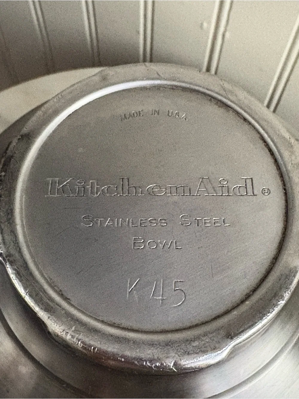Vintage KitchenAid K45 Stainless Steel Bowl Twist Lock Base Stand Mixer VTG